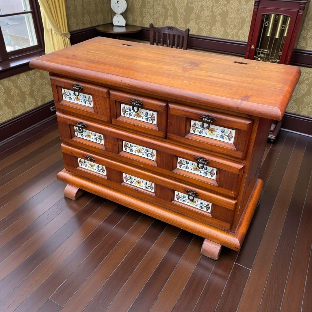 廃盤　希少　ACTUS アクタス バレンシア タイル チェスト スペイン 天然木