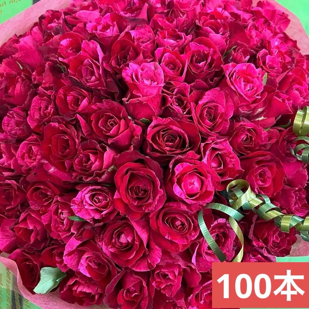 ＊赤バラの花束＊　30㎝ ✖️100本　ラッピング込　還暦・プロポーズ・誕生日など