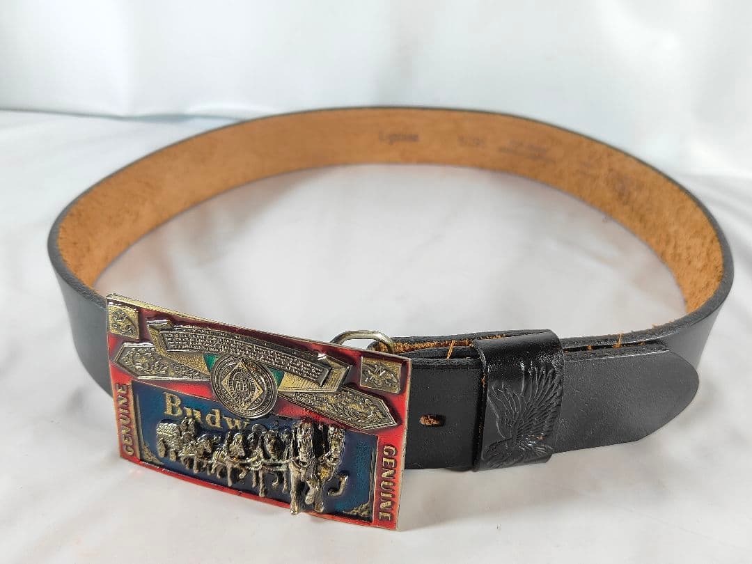 【ヴィンテージ】プレミアムバドワイザーバックル　極厚ドレスベルト　USA製正規品