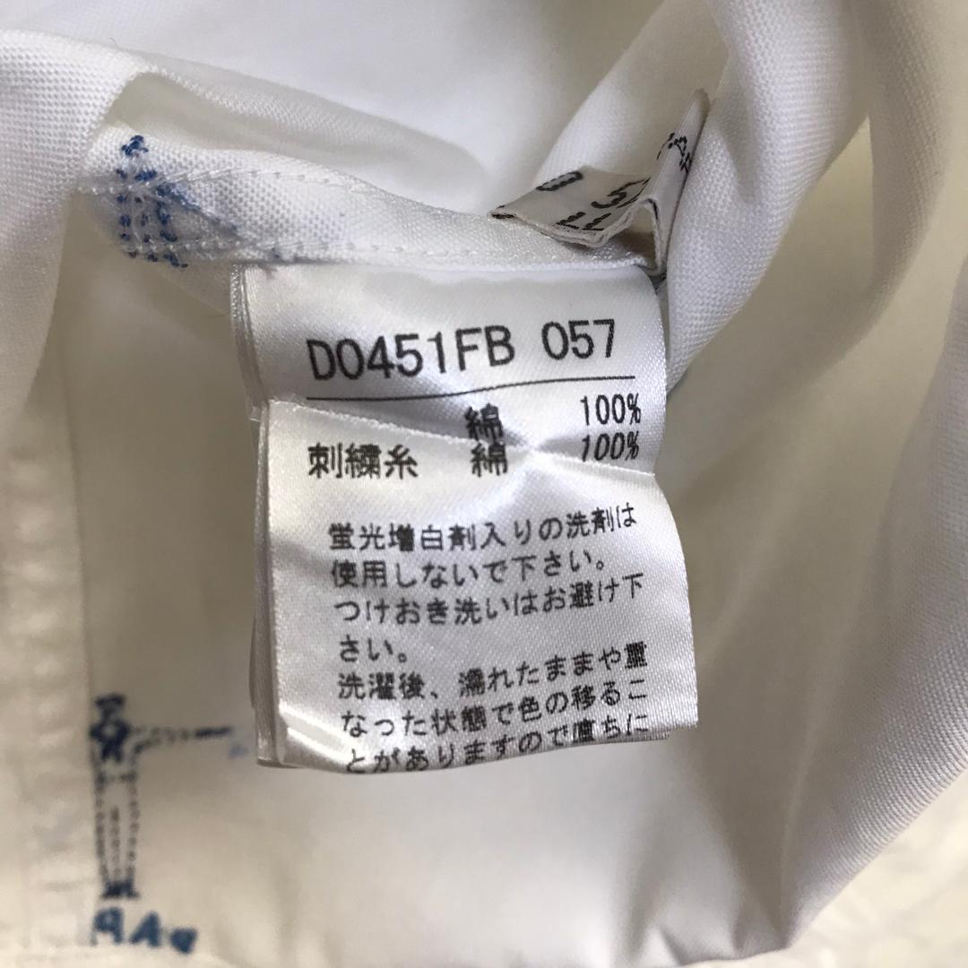 Papas ボタンダウンシャツ マリンモチーフ 刺繍 日本製 ホワイト M