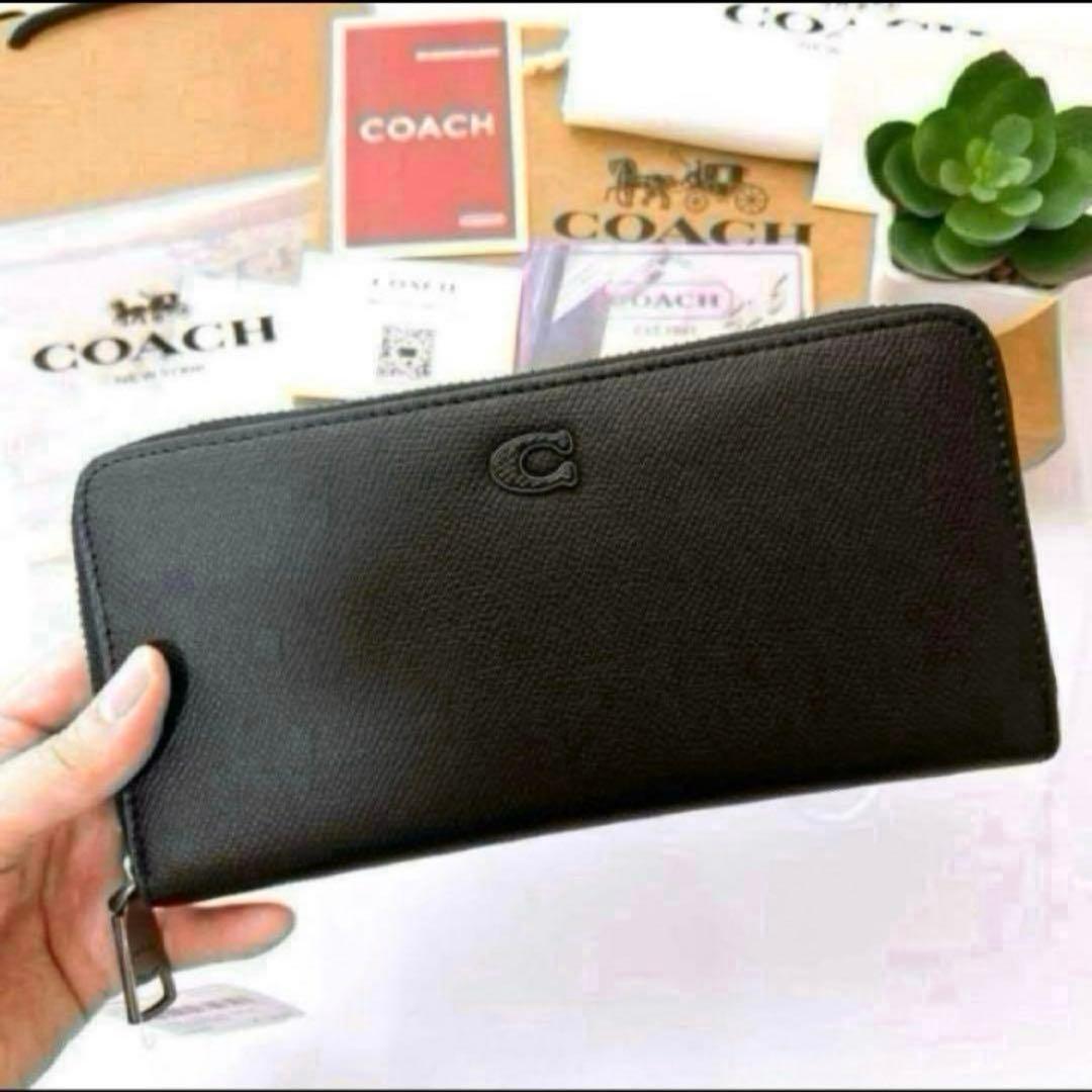 ✨新品未使用✨新作　COACH 長財布　ブラック　レザー　Cロゴ　メンズ