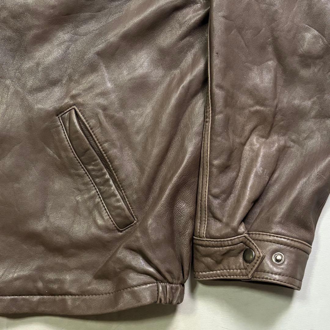 90's✨レザージャケット　A-2 本革オールレザー　茶色　ショート丈　短丈　L