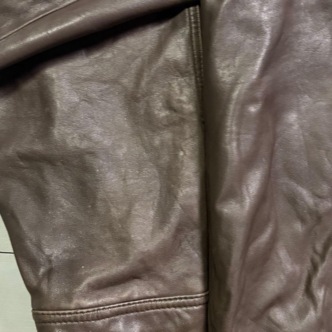 90's✨レザージャケット　A-2 本革オールレザー　茶色　ショート丈　短丈　L