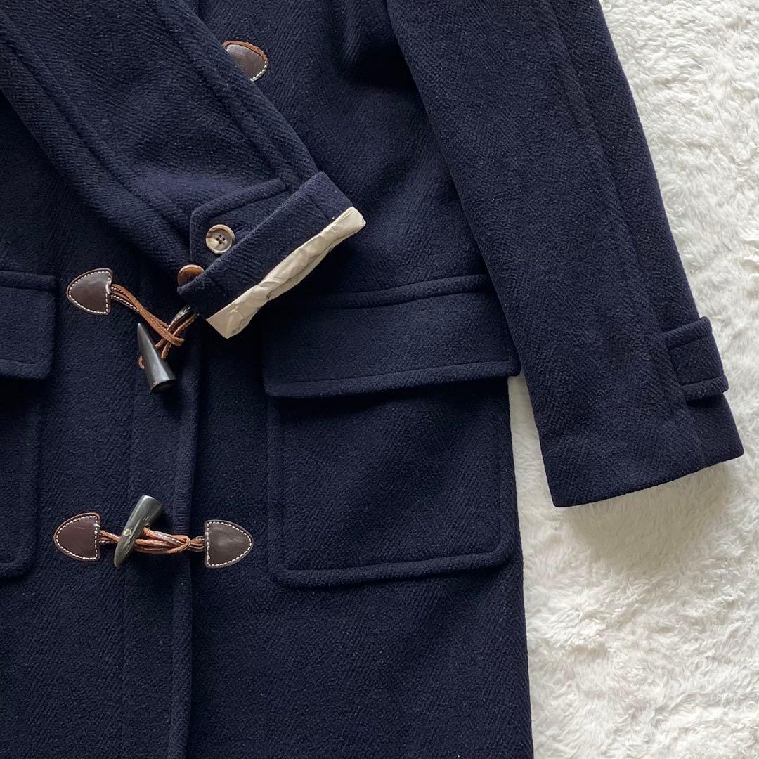 オールドイングランド ヘリンボーン ウール ダッフルロングコート ネイビー 34