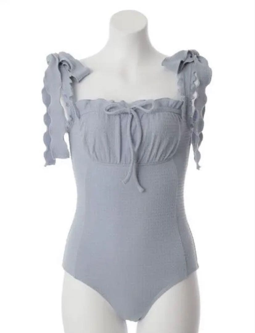 Lily brown ショルダーリボンスウィムウェア　ブルー