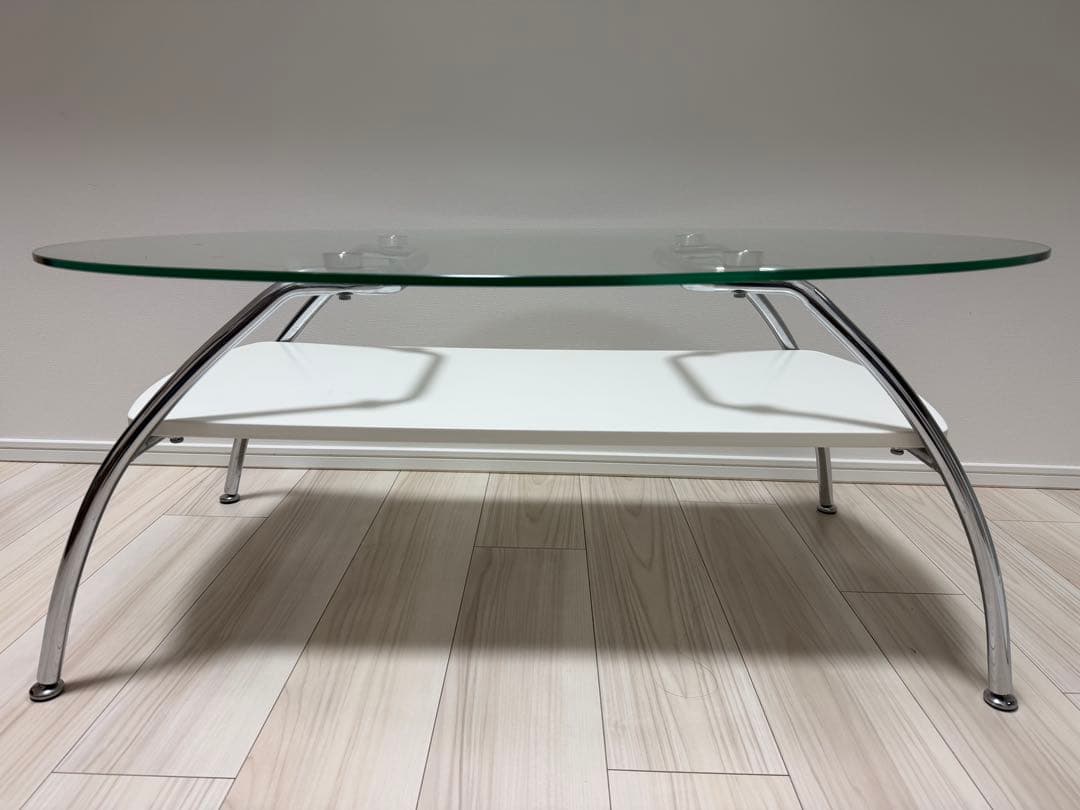 ニトリ 楕円形ガラスセンターテーブル