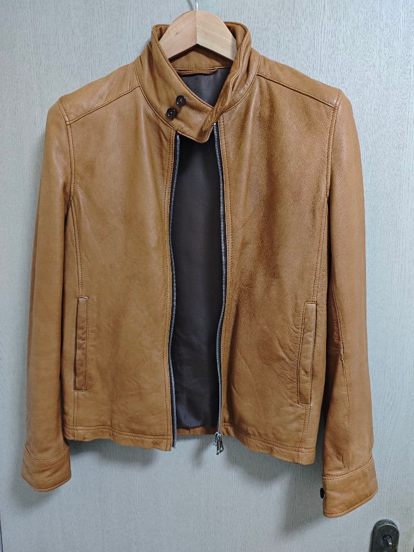 SHIPS シングルライダースジャケット S キャメル