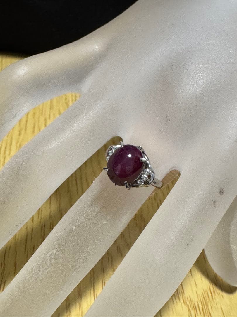 新春限定❗️レトロPt900 バイオレットスターサファイアとダイヤリング