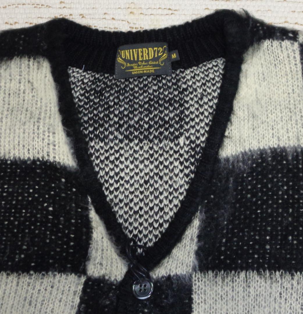 ユニバード72 モヘアタッチ 起毛 チェッカーフラッグ カーディガン 22330