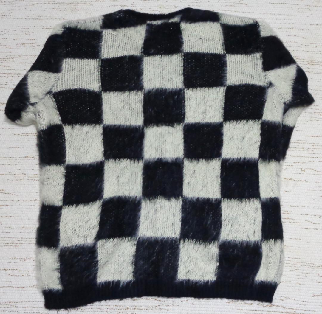 ユニバード72 モヘアタッチ 起毛 チェッカーフラッグ カーディガン 22330