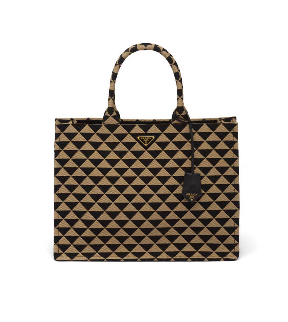 （新品）PRADA シンボルエンブロイダリーファブリックトートバッグ プラダ