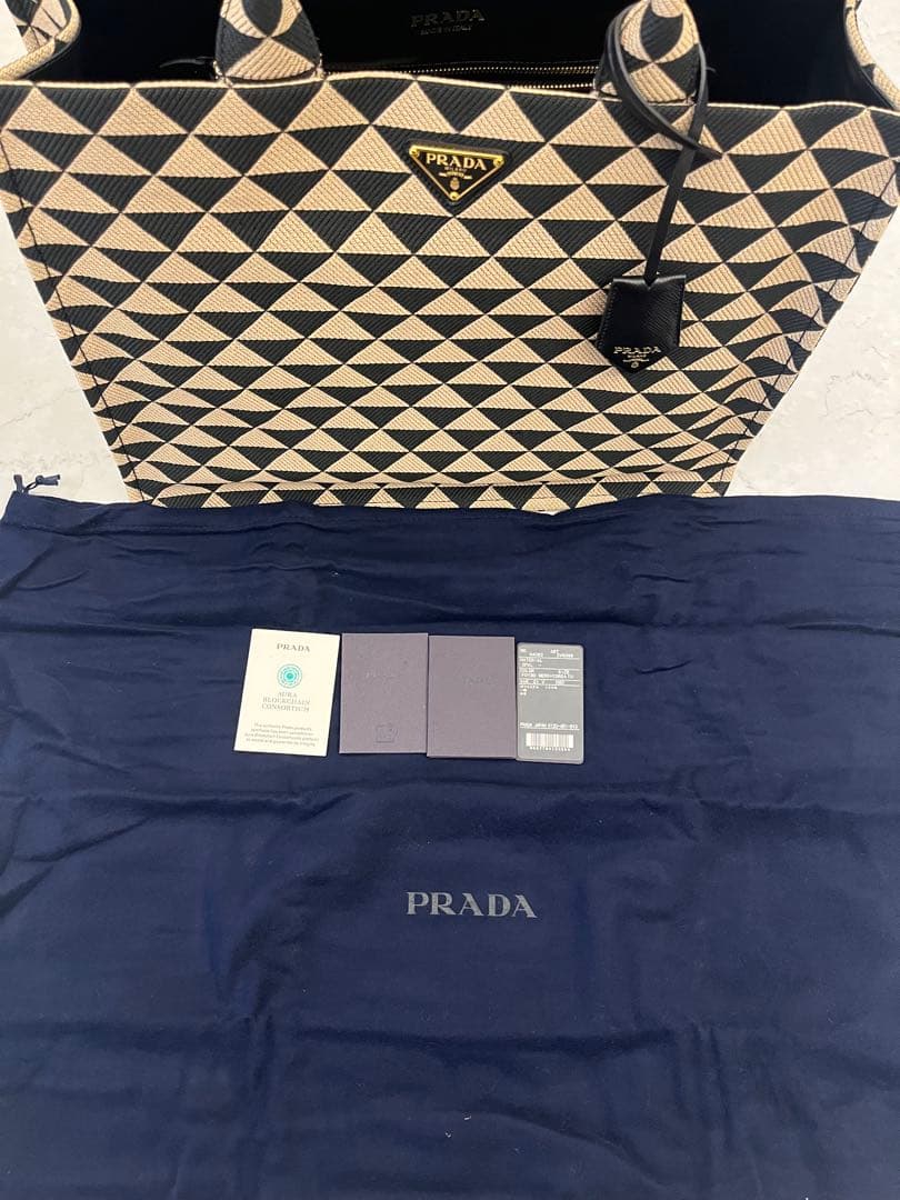 （新品）PRADA シンボルエンブロイダリーファブリックトートバッグ プラダ