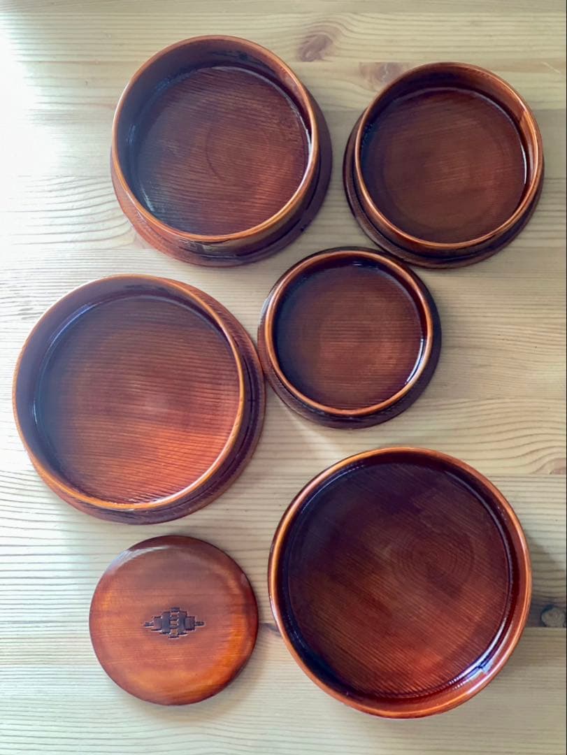 【おまとめ】柴田慶信商店　曲げわっぱ　入れ子五段重＆平和アルミ製作所 圧力鍋