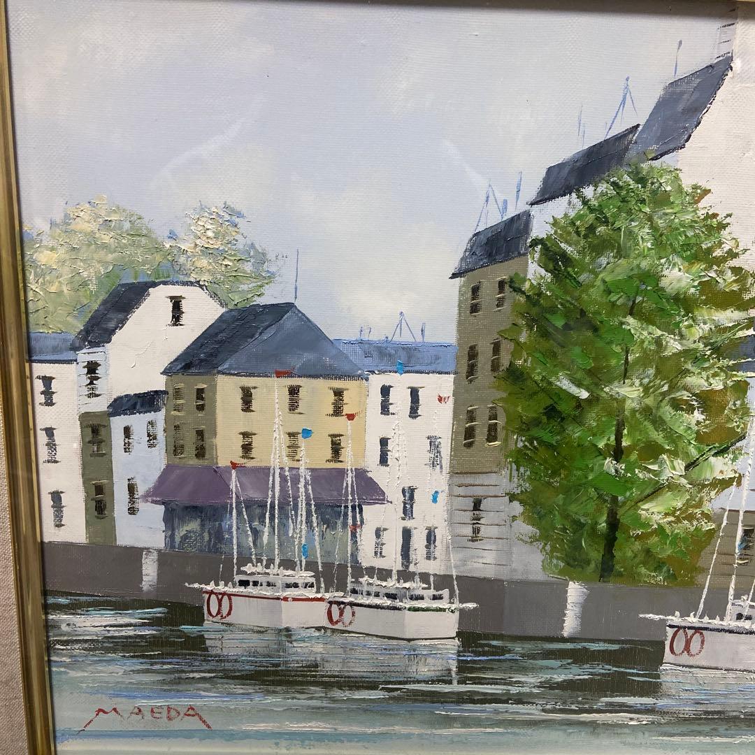 前田忠雄　油絵　< 運河の風景 > ６号