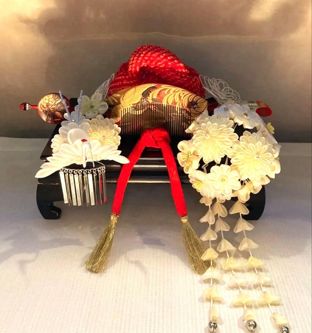 専用　七五三花嫁簪　アンティーク鶴櫛平打ち簪　花簪　ビラ簪　後押し　Uピン水引簪