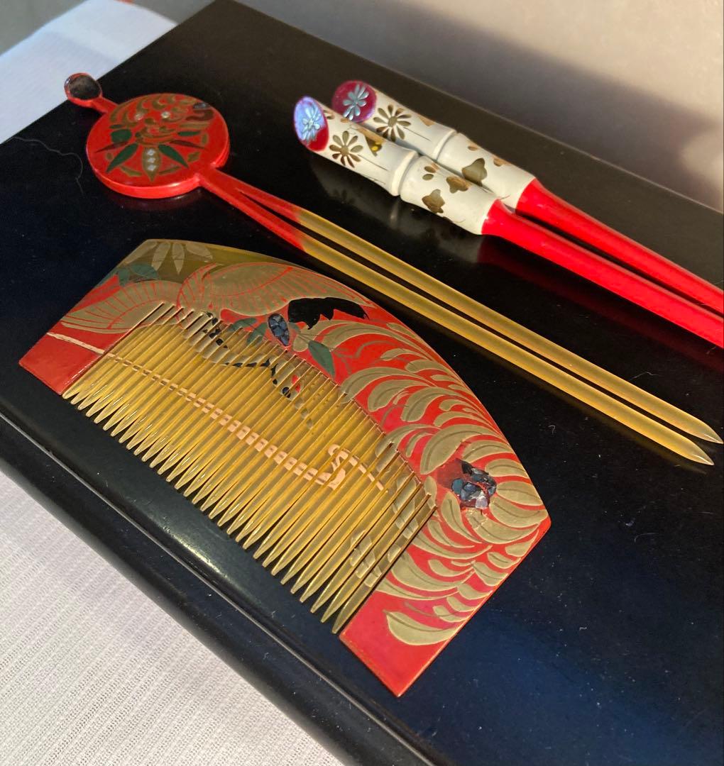 専用　七五三花嫁簪　アンティーク鶴櫛平打ち簪　花簪　ビラ簪　後押し　Uピン水引簪