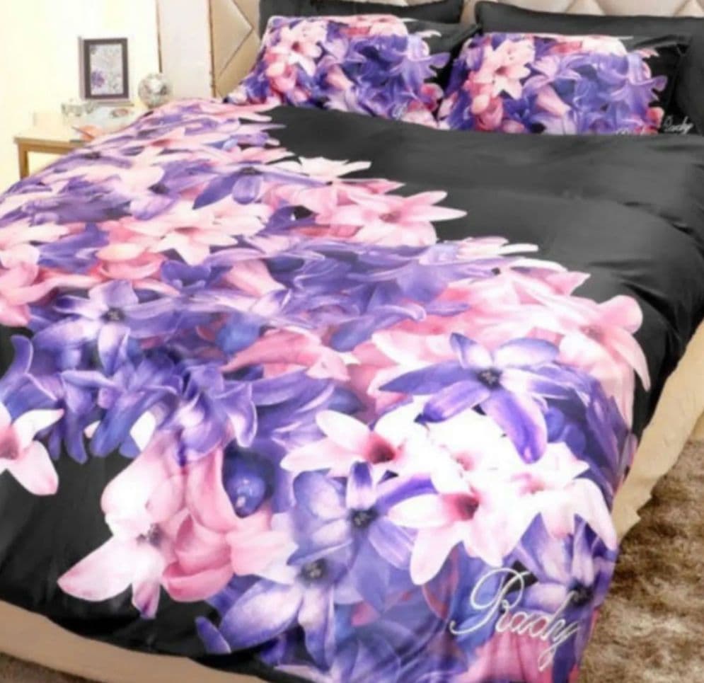 Rady ベッドカバー ダブル エレガンスフラワー ブラック エレフラ