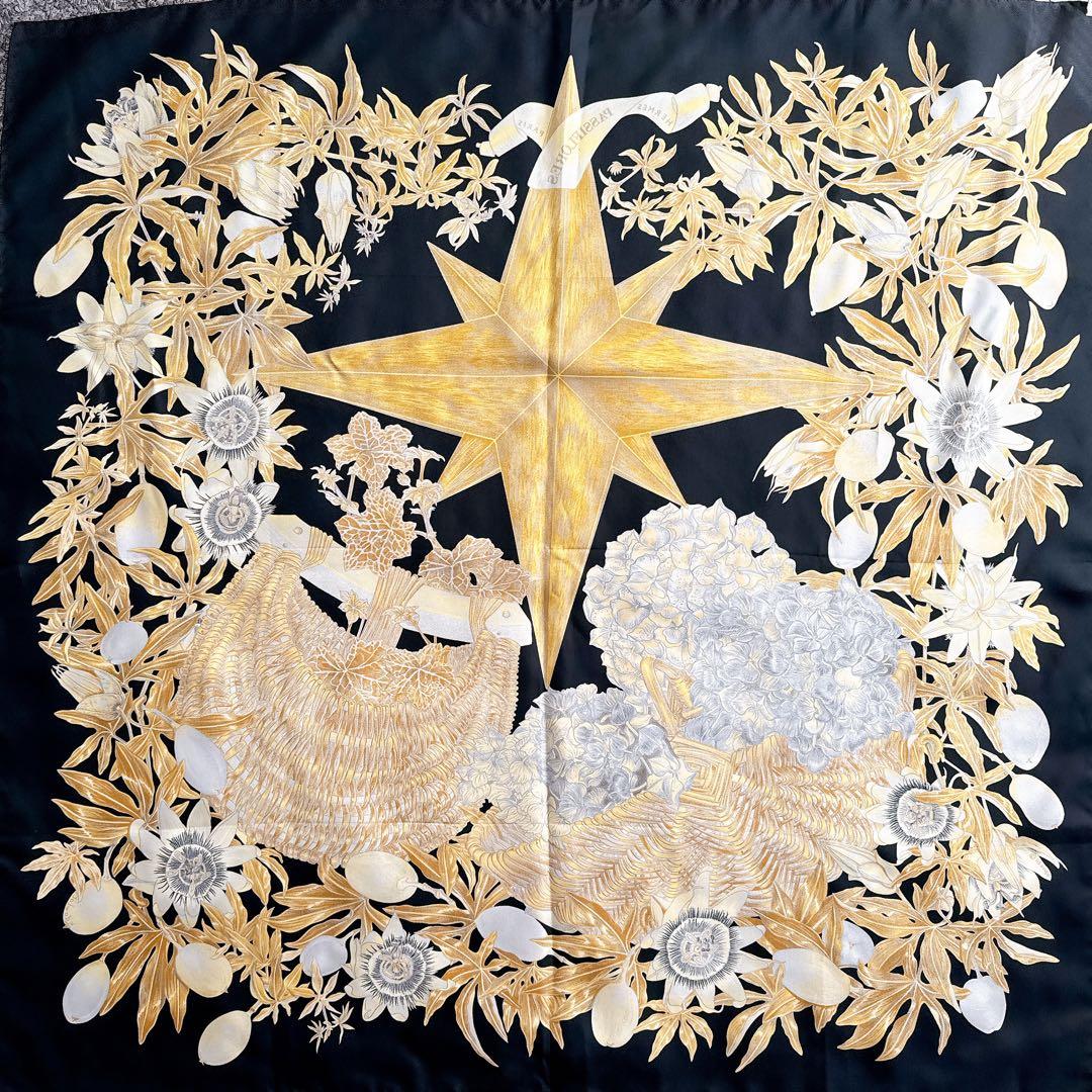 鑑定済み　エルメス　スカーフ カレ90 PASSIFLORES シルク　バンダナ