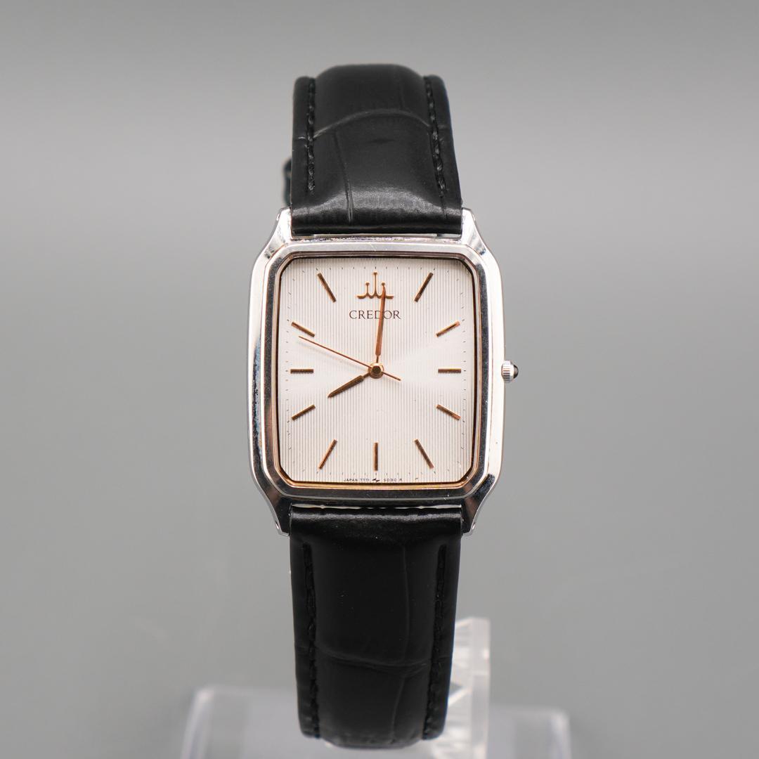 稼働 SEIKO CREDOR スクエア 腕時計 新品電池 新品ベルト クォーツ