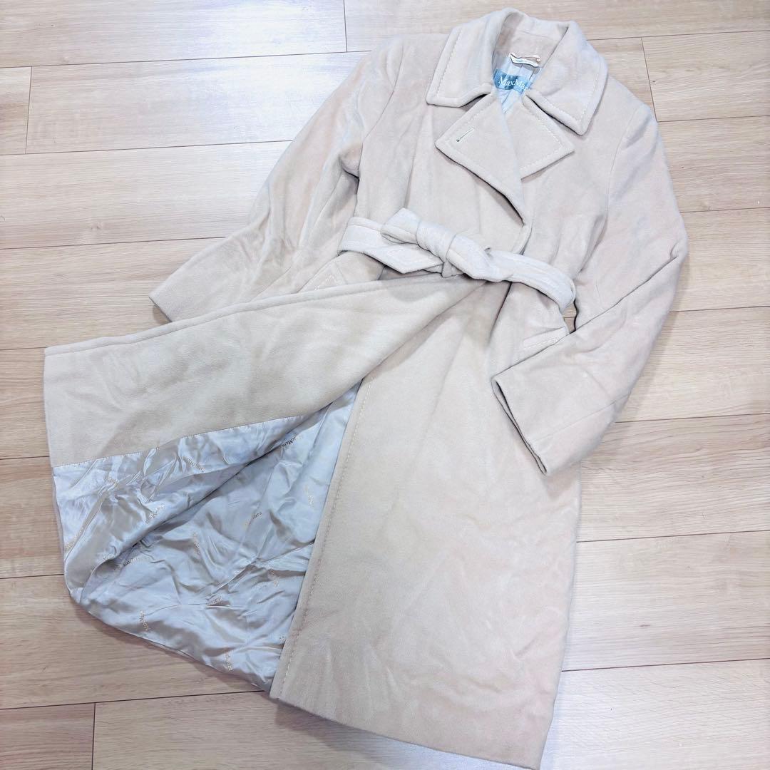 マックスマーラ　ベルテッドコート　銀タグ　ウール　アンゴラ　ベージュ34 S