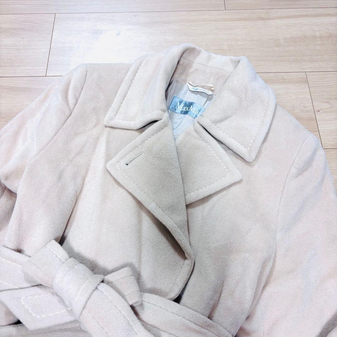 マックスマーラ　ベルテッドコート　銀タグ　ウール　アンゴラ　ベージュ34 S