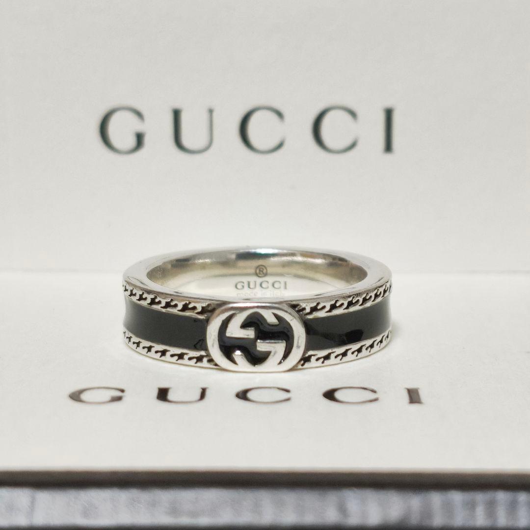 【未使用】GUCCI グッチ インターロッキング エナメル GG 18号