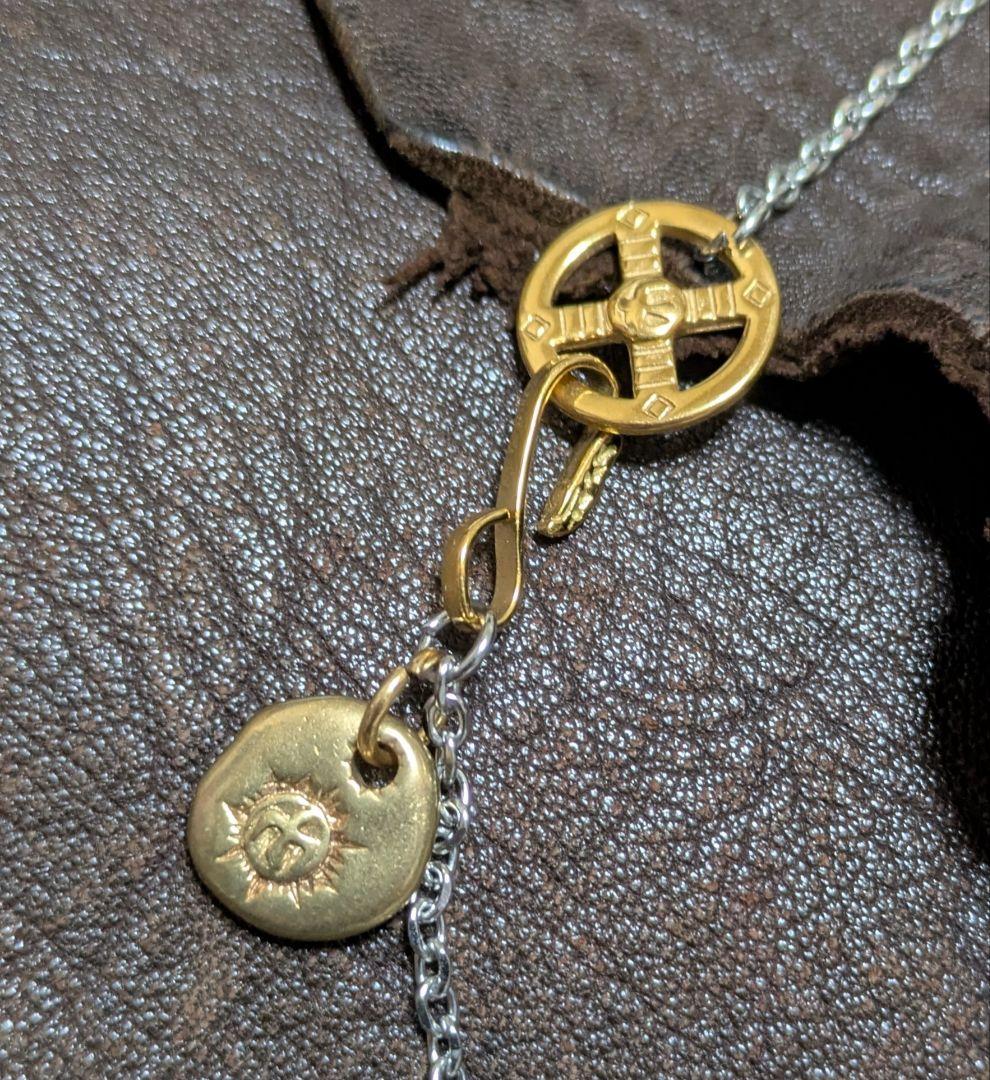 フェザーネックレス★３点組★上下金ターコイズ★細角チェーン★新品未着用★送料無料