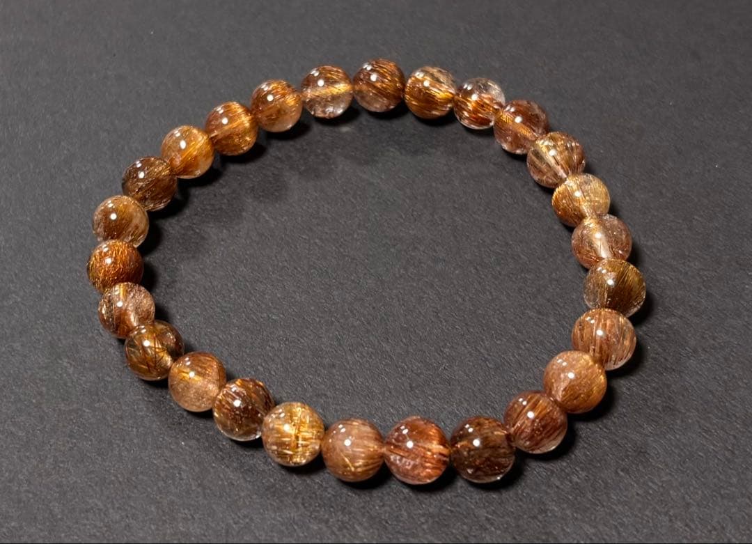 ゴールドキャッツアイルチル　ブレスレット⑩径１７.５ｃｍ（８mm珠）