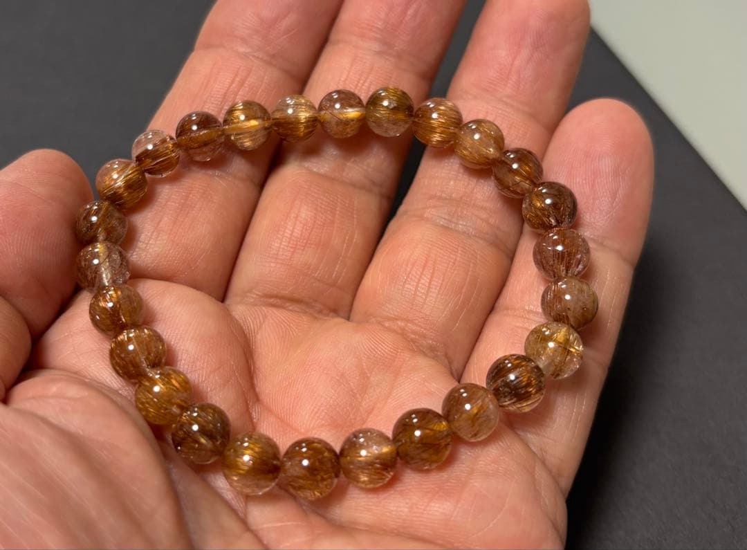 ゴールドキャッツアイルチル　ブレスレット⑩径１７.５ｃｍ（８mm珠）