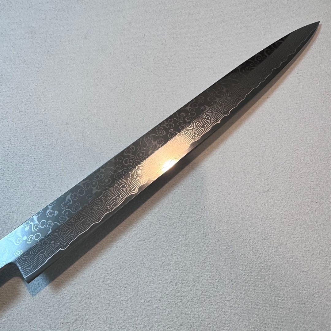 尺300mm 柳刃包丁 墨流しダマスカス　黒檀八角柄　刺身包丁 和包丁