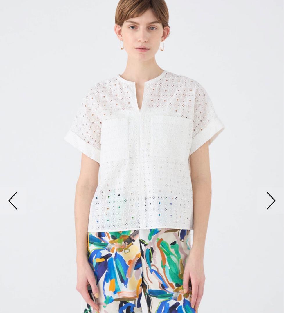 【Ballsey】タグ付き ボイルスクエアエンブロイダリーパッチポケットブラウス