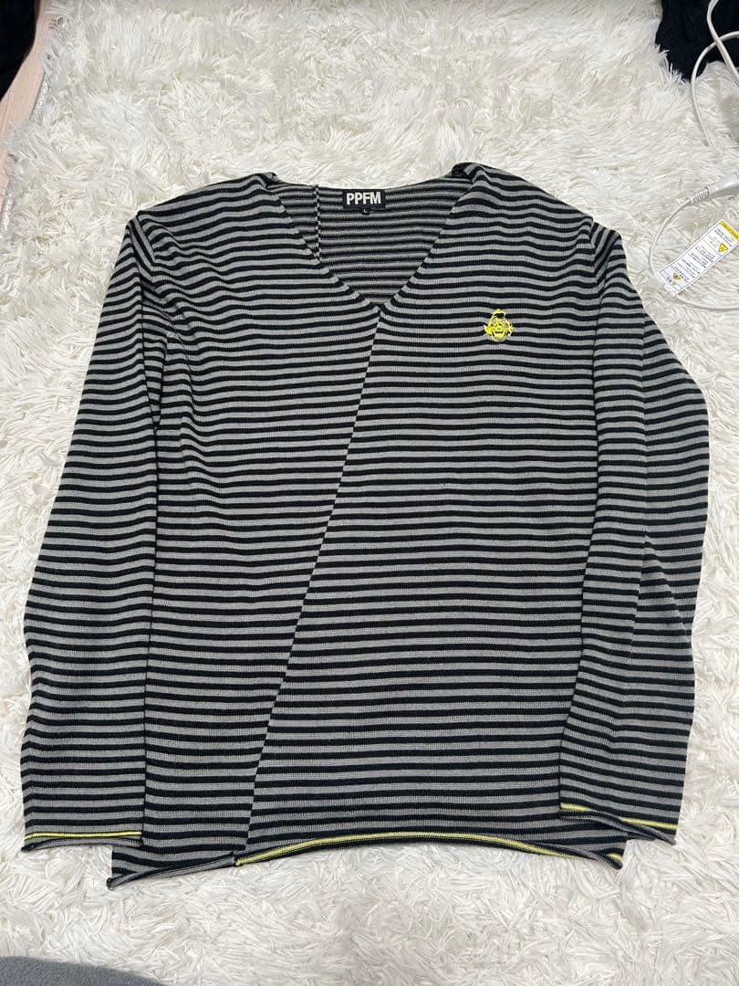 00s PPFM ボーダー　Vネック　y2k