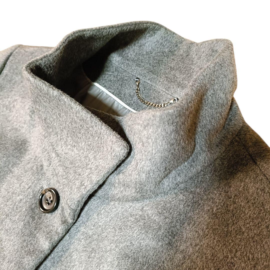 23区 カシミヤ100％ スタンドカラーコート 48 グレー 大きいサイズ 美品