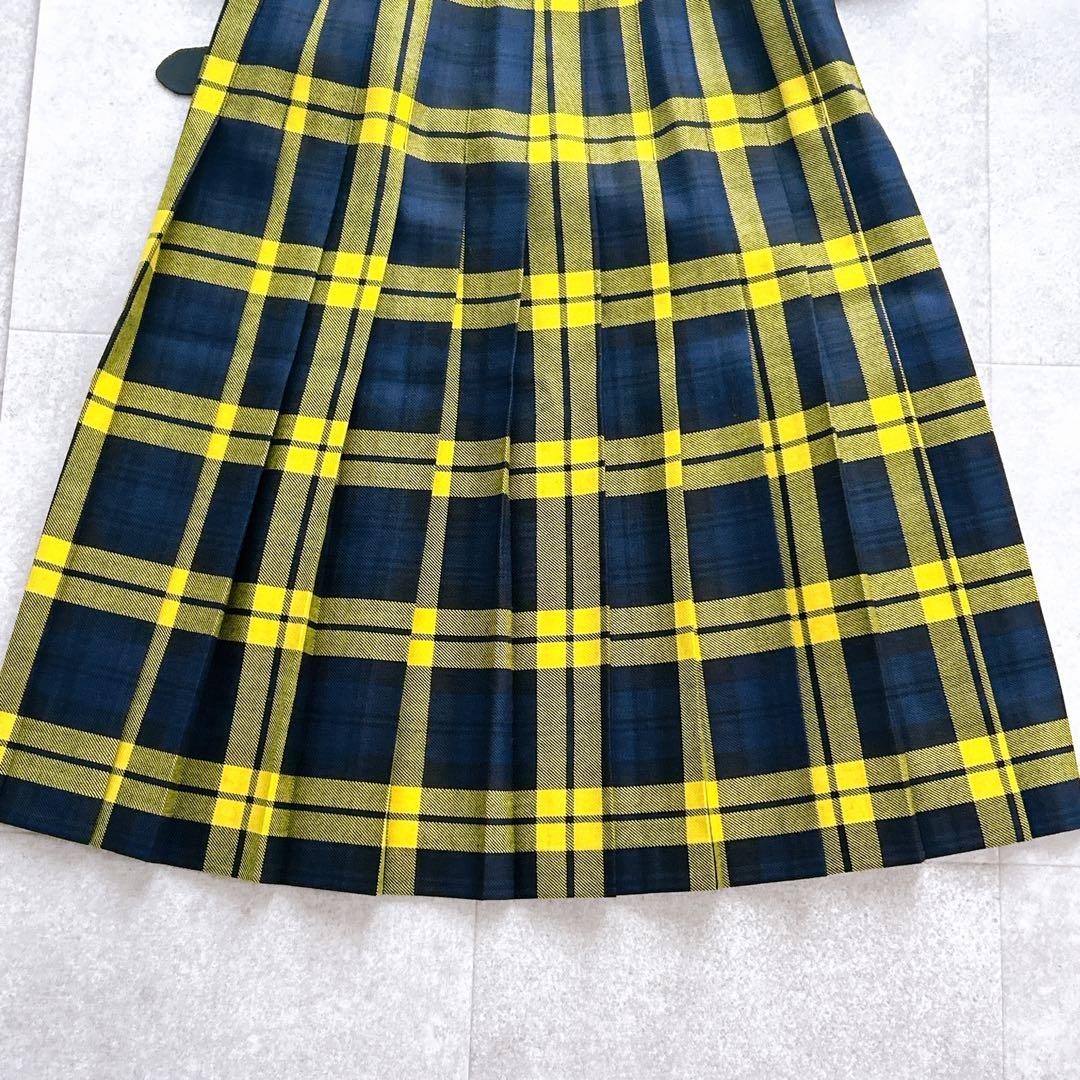 美品✨ オニールオブダブリン ラップスカート　ベルト 牛革 チェック イエロー