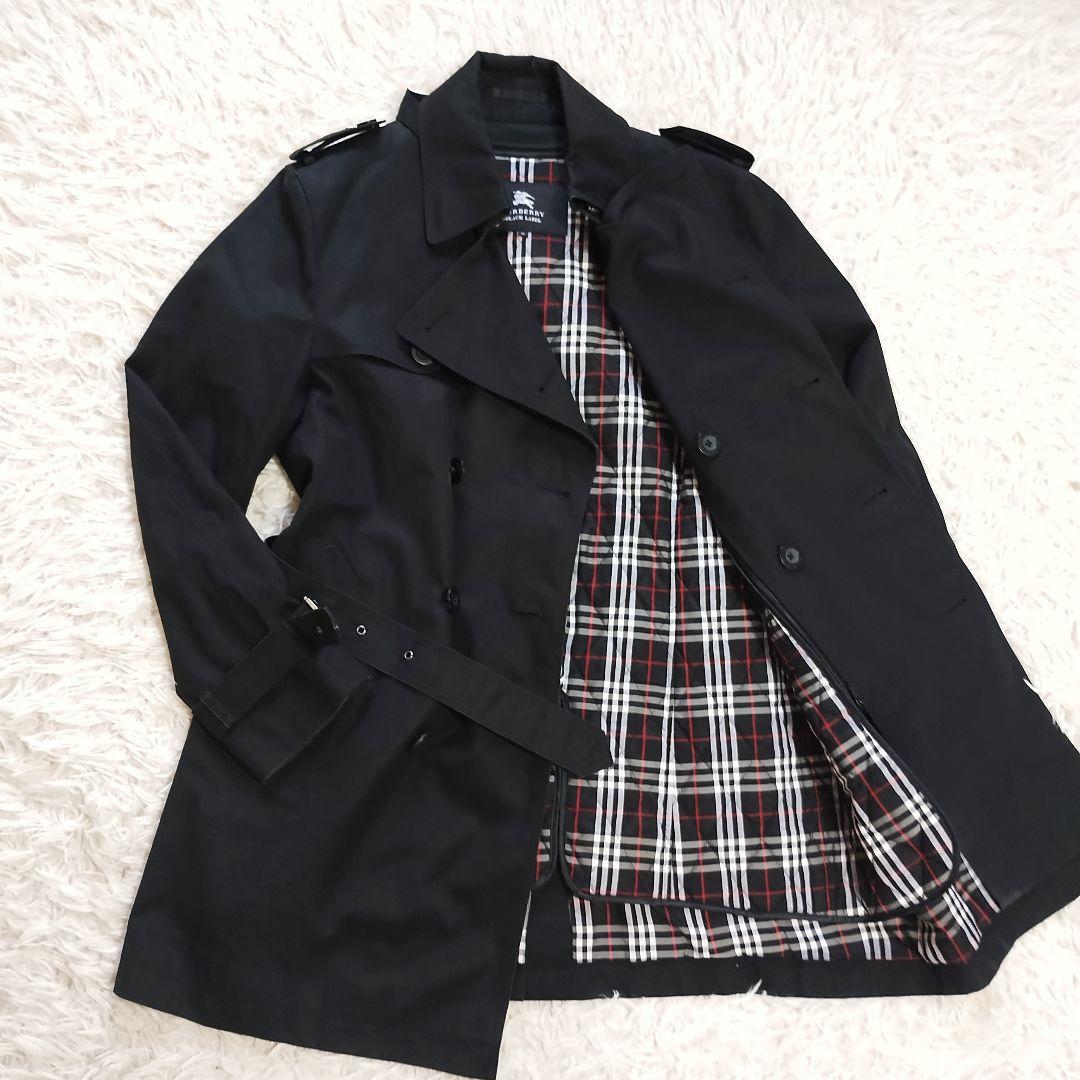 【極美品】バーバリーブラックレーベル トレンチコート ノバチェックライナー 黒