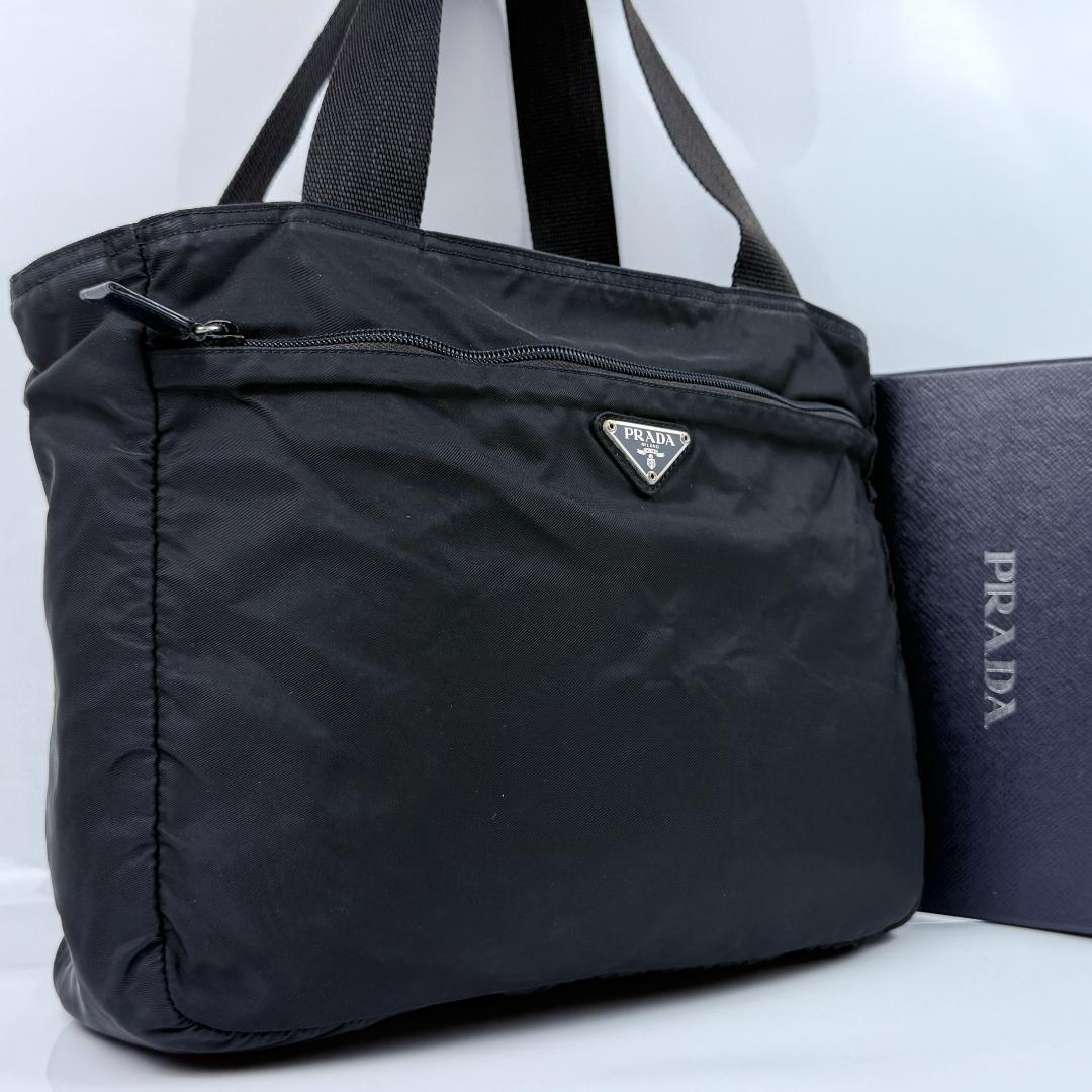 ぬしこ PRADA プラダ トートバッグ 三角ロゴ ナイロン 白タグ
