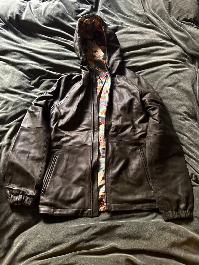 LOEWE ロボットプリント レザーリバーシブルパーカージャケット 44