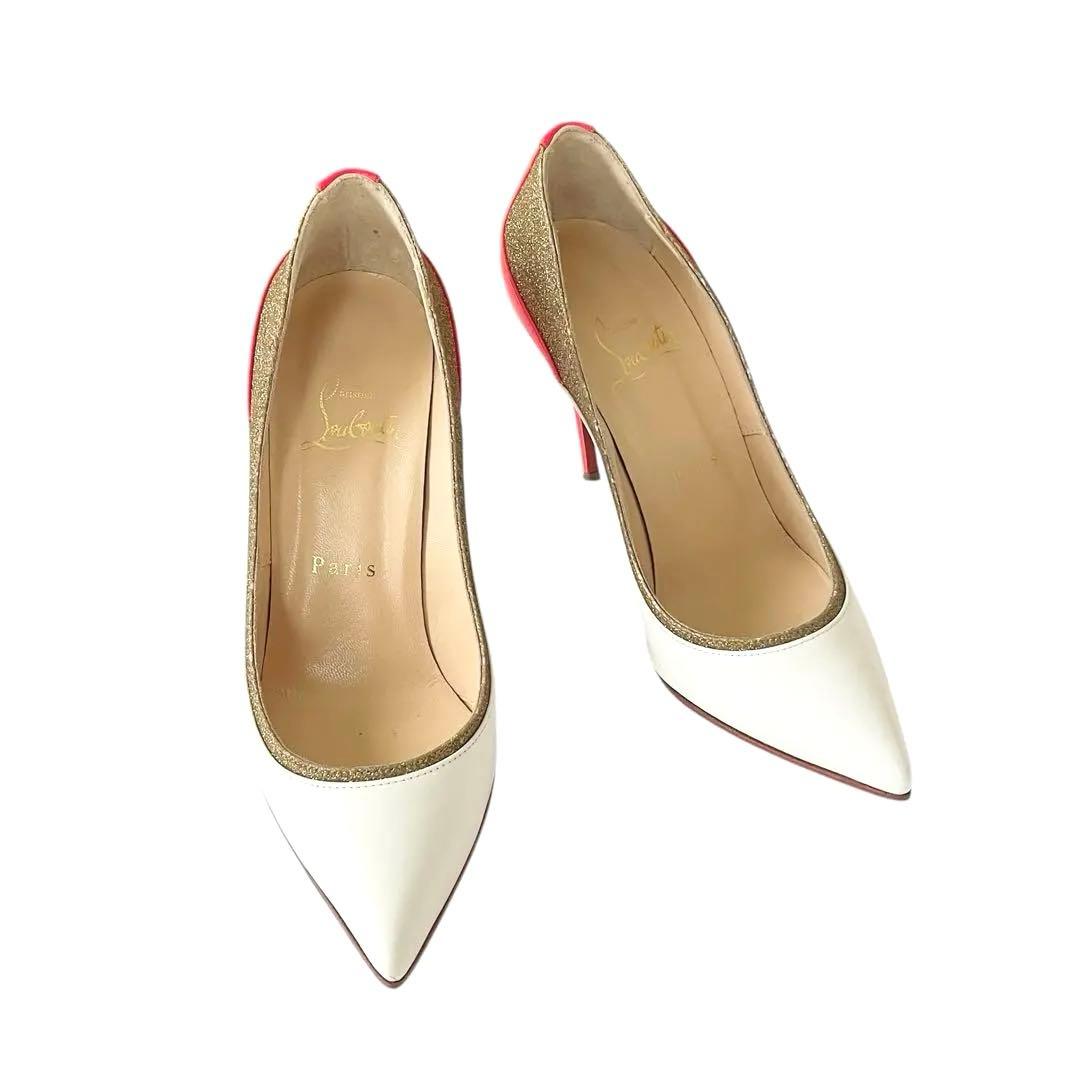 【訳あり】◾️クリスチャンルブタン◾️パンプス◾️ポインテッドトゥ◾️ラメ◾️レザー