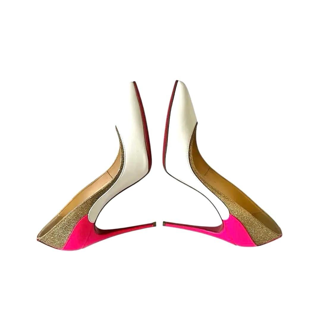 【訳あり】◾️クリスチャンルブタン◾️パンプス◾️ポインテッドトゥ◾️ラメ◾️レザー