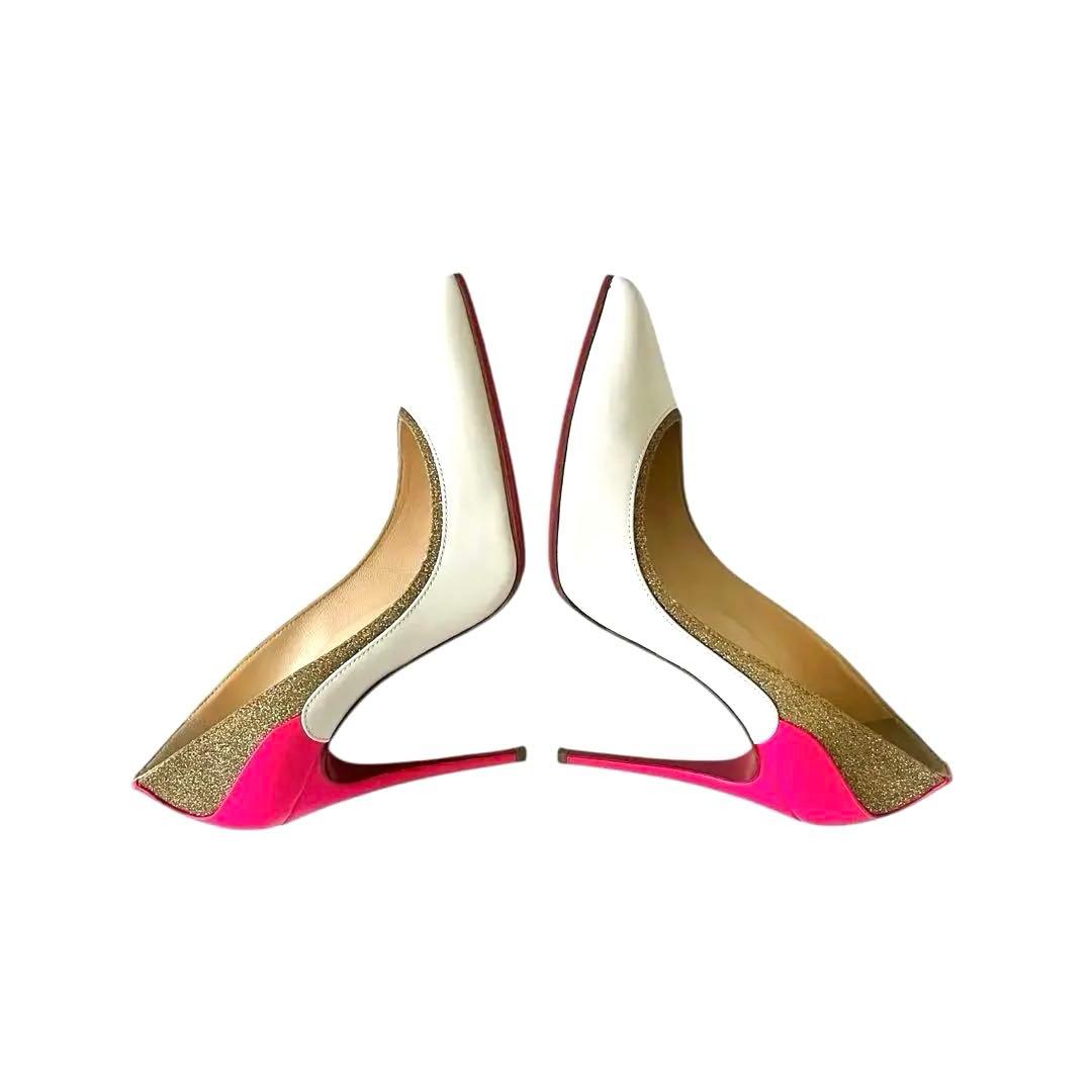 【訳あり】◾️クリスチャンルブタン◾️パンプス◾️ポインテッドトゥ◾️ラメ◾️レザー