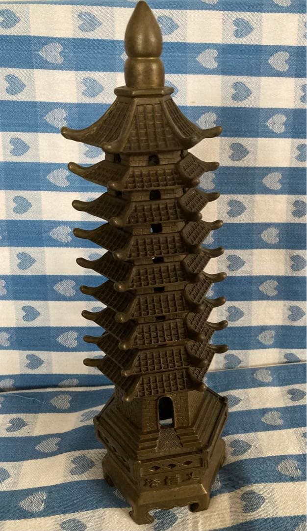 風水 縁起物 九層文昌塔 金属製 全高30cm.重量1200 g大迫力