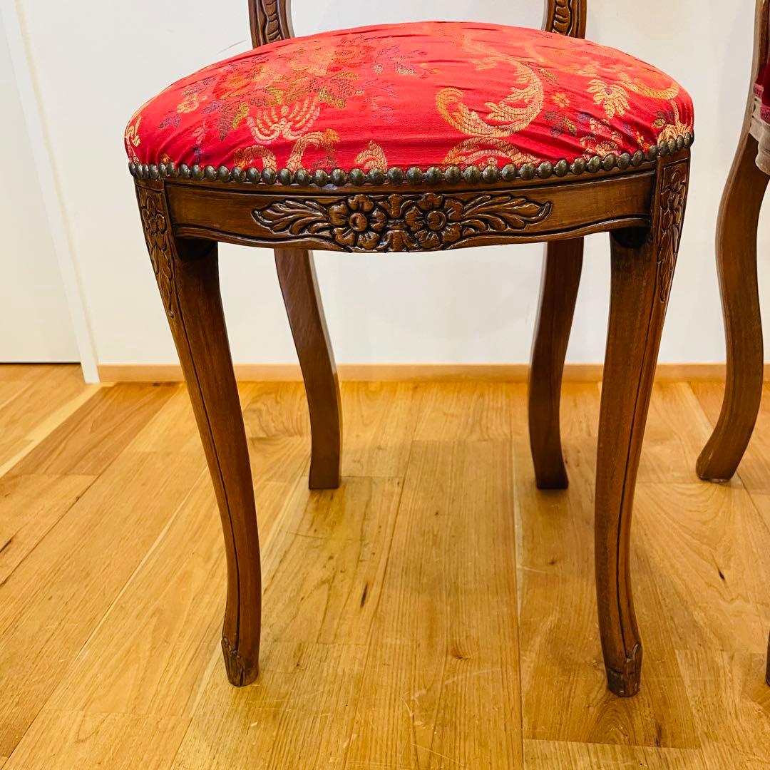 アンティーク調 猫脚チェア ロココ調 彫刻 鋲 椅子 イス ダイニングチェア