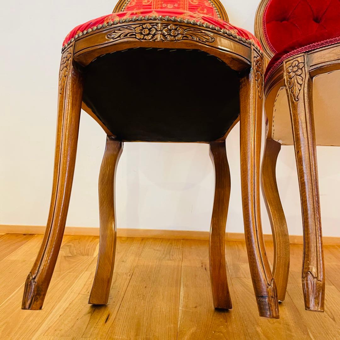 アンティーク調 猫脚チェア ロココ調 彫刻 鋲 椅子 イス ダイニングチェア