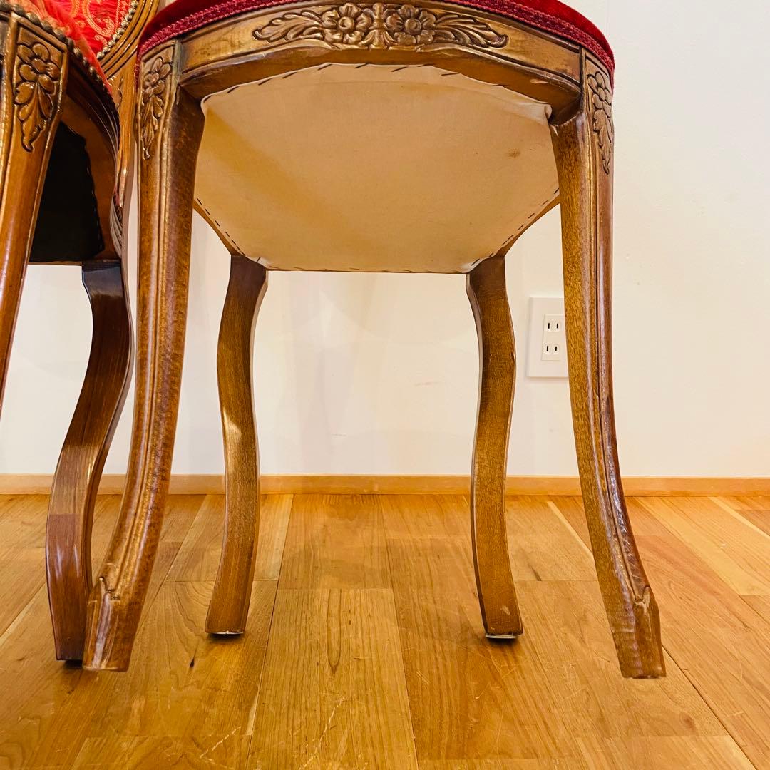 アンティーク調 猫脚チェア ロココ調 彫刻 鋲 椅子 イス ダイニングチェア