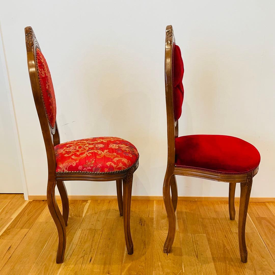 アンティーク調 猫脚チェア ロココ調 彫刻 鋲 椅子 イス ダイニングチェア