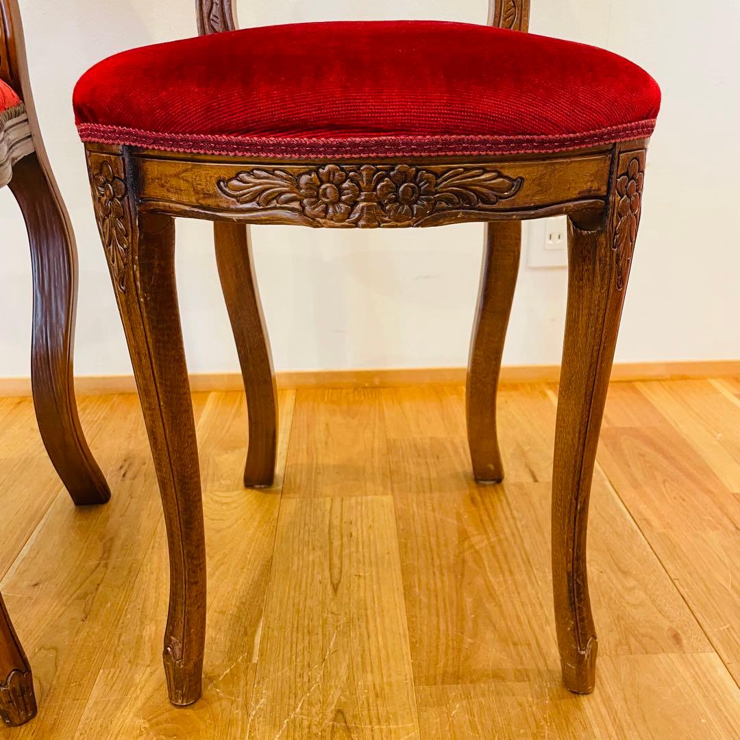 アンティーク調 猫脚チェア ロココ調 彫刻 鋲 椅子 イス ダイニングチェア