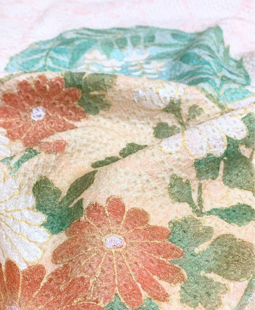 Siqi  振袖　極上手描友禅　摺金箔　ピンク　絞り　正絹　tkj014