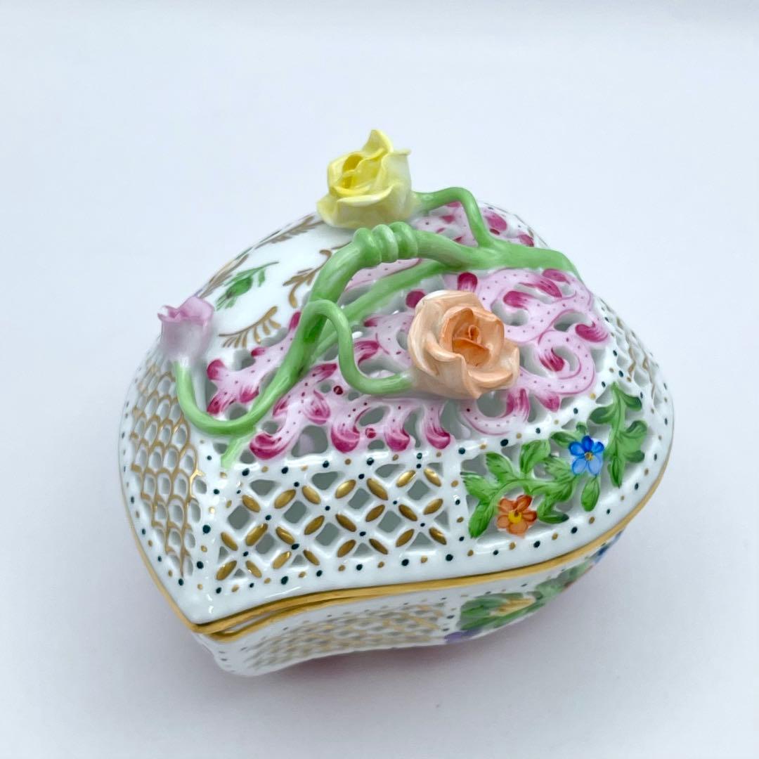 【S】美品 ヘレンド ボンボニエール 金彩 透かし オープンワーク