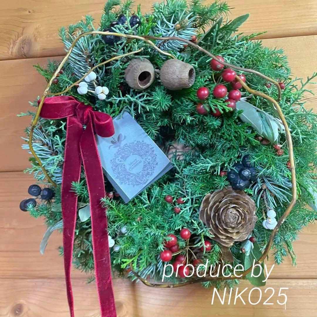 ホプシー心踊るクリスマスリース大きめ（完成品）