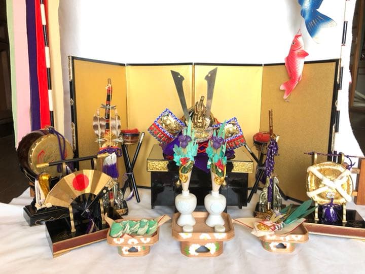 昭和レトロ　五月人形飾り一式小ぶり　五月兜